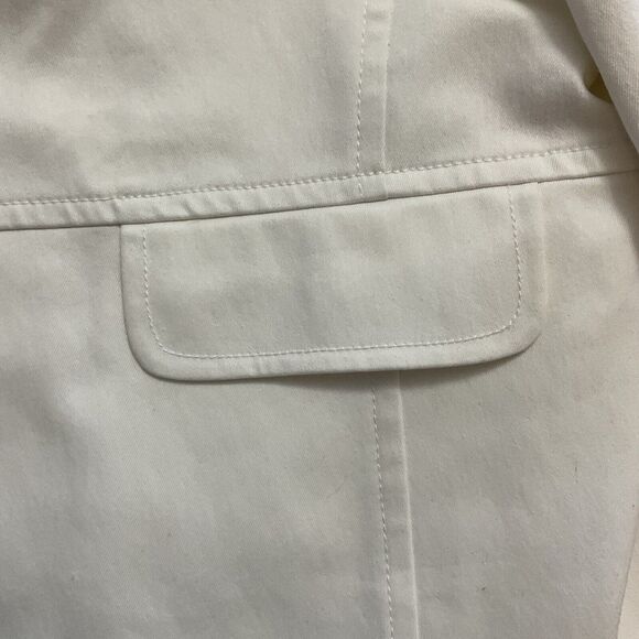 Kasper cotton stretch white denim gold button Jacket Size 14 Catalina  Brand New - Picture 11 of 14